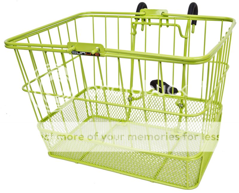 SUNLITE Mesh Lift Off Steel Basket Bike Bicycle Lime Green 13.5x10x10